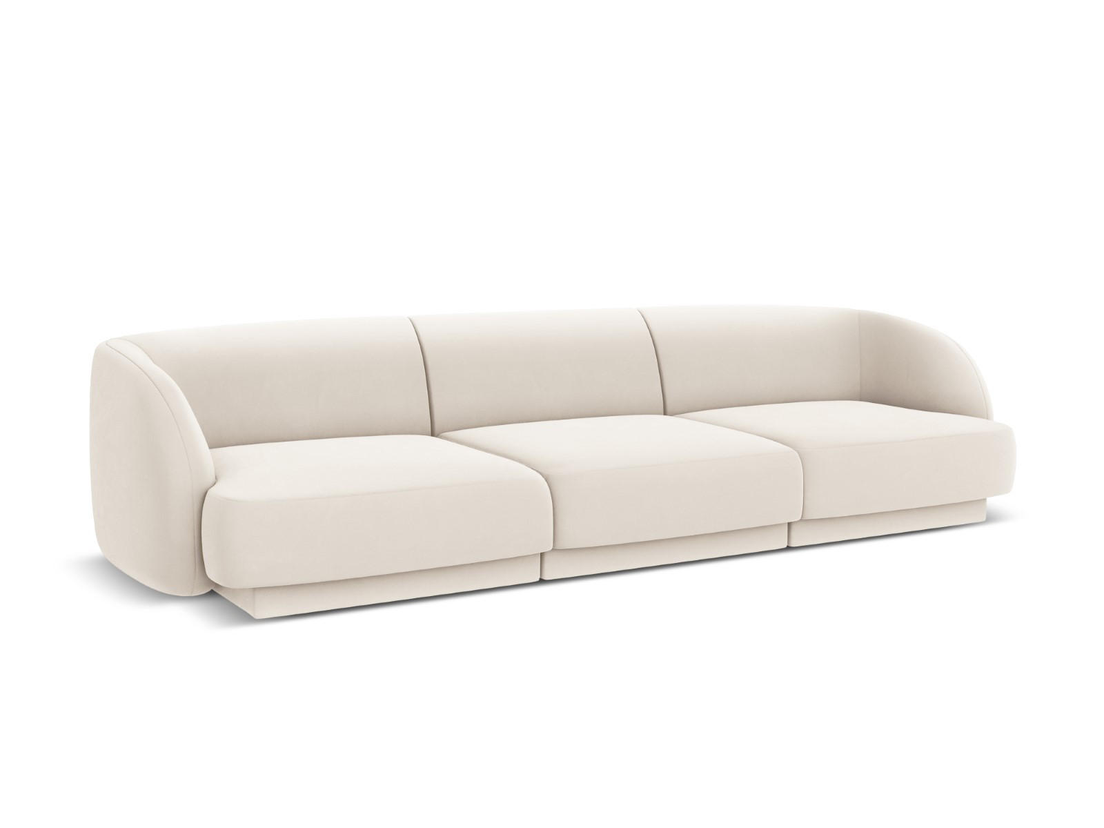 SOFA Miley aus Samt leichtes beige 3 Sitzplätze - Beige, Textil (90/70/255cm) - Micadoni