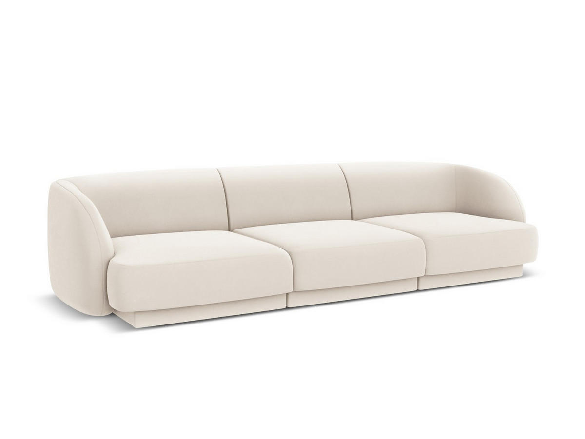 SOFA Miley aus Samt leichtes beige 3 Sitzplätze - Beige, Textil (90/70/255cm) - Micadoni