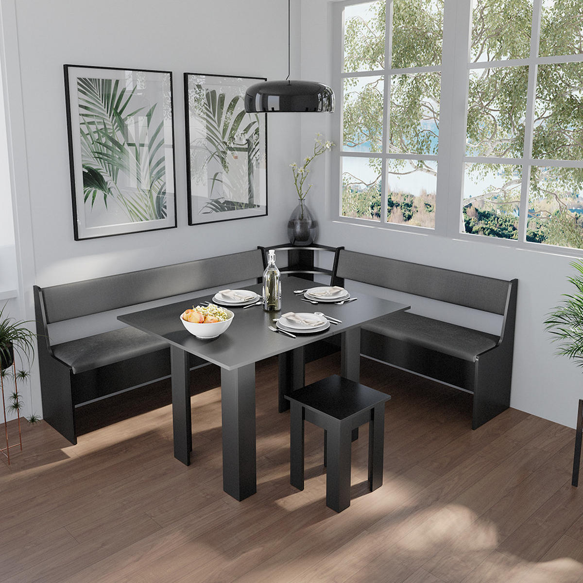 ESSZIMMER-ECKBANK Roman Schwarz 43.5 x 43.5 cm - Schwarz, Holzwerkstoff (43.5/43.5cm) - Vicco
