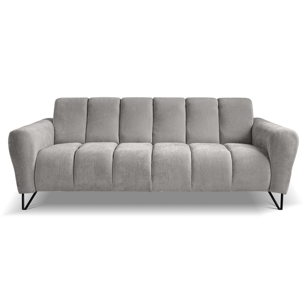 3-SITZER SOFA Volare mit Metallbeinen Hellgrau - Hellgrau/Schwarz, Textil/Metall (220/83/98cm) - Beautysofa