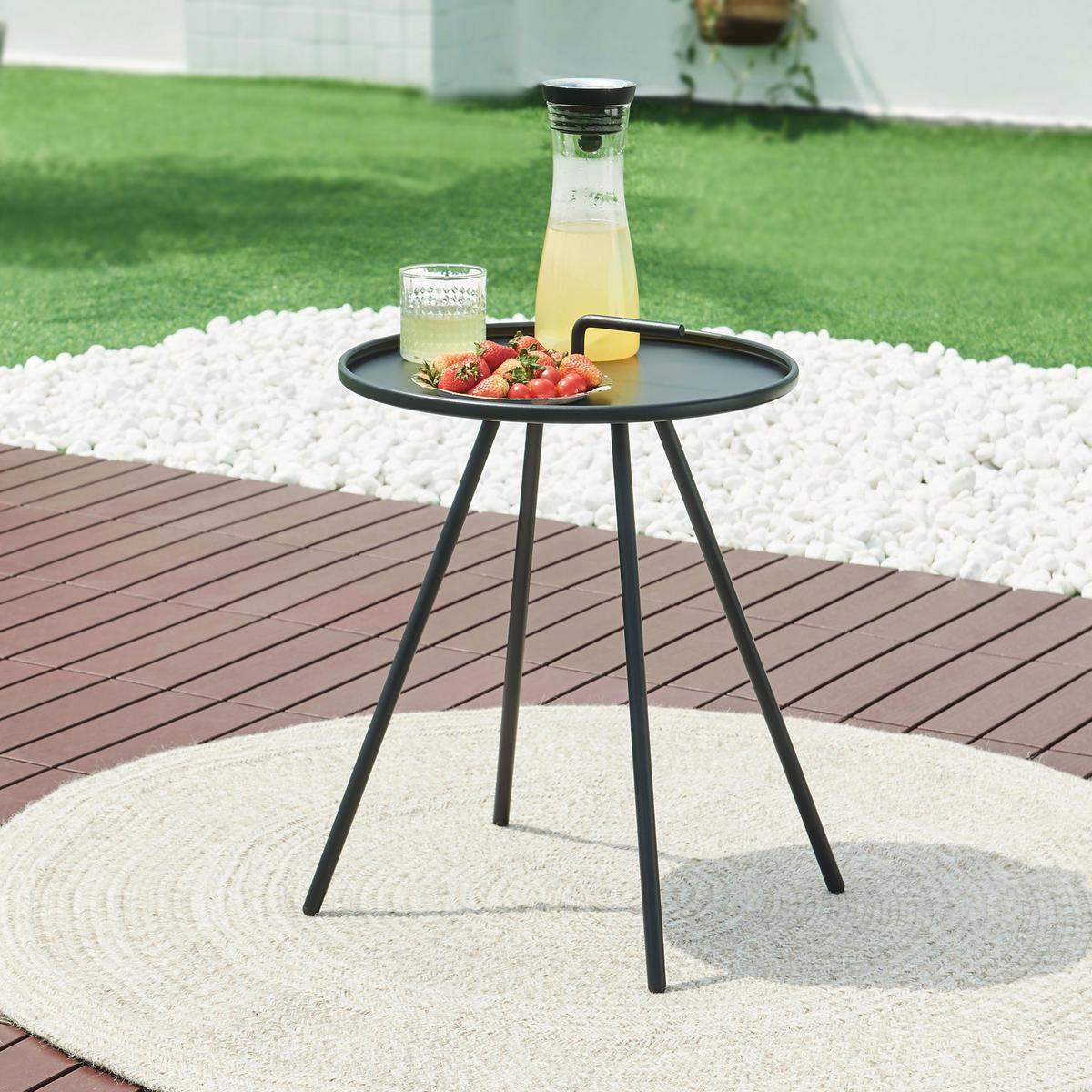 GARTEN-BEISTELLTISCH Fosen - Schwarz, Metall (42/42/55cm) - [en.casa]