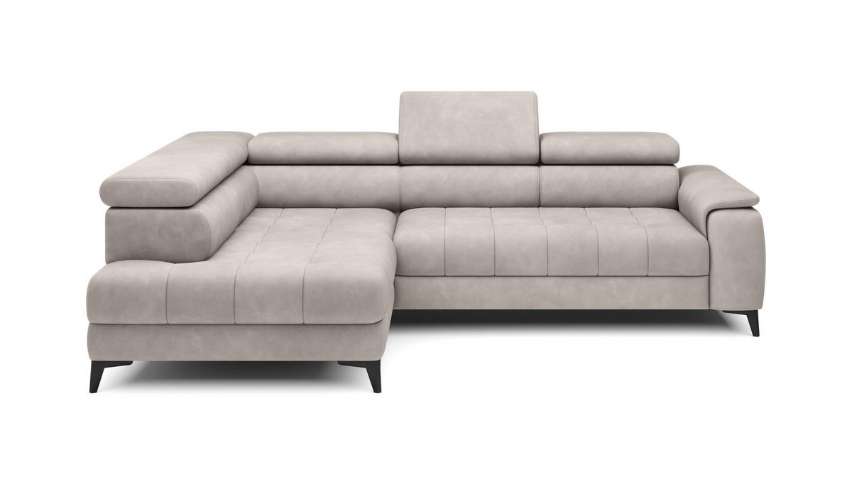 ECKSOFA CHIVAS Freistehend , Schlaffunktion, 278×197×76/98 cm, Stoff - Element, Puderrosa, Linke Seite - Hellrosa/Schwarz, Holz/Textil (278/197cm) - DomoHome