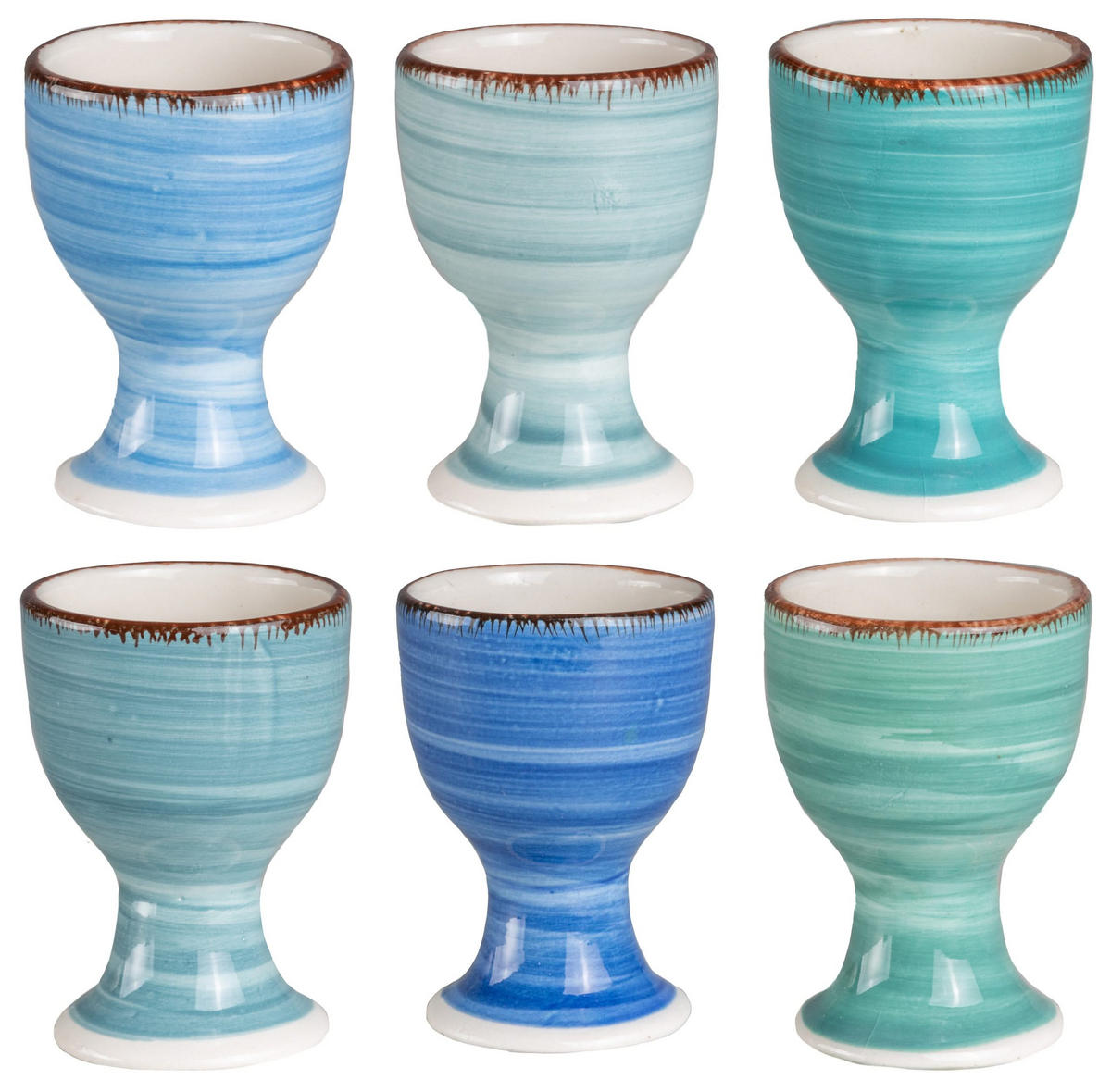 EIERBECHER Delice Blue - 6 Stück - Blau, Keramik (2/7/1cm) - Cookinglife