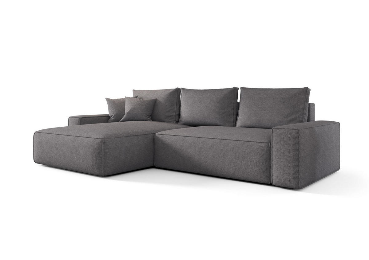 ECKSOFA MONA mit Schlaffunktion ARAGON 93 Links - Grau, Textil (280/185cm) - Bedante