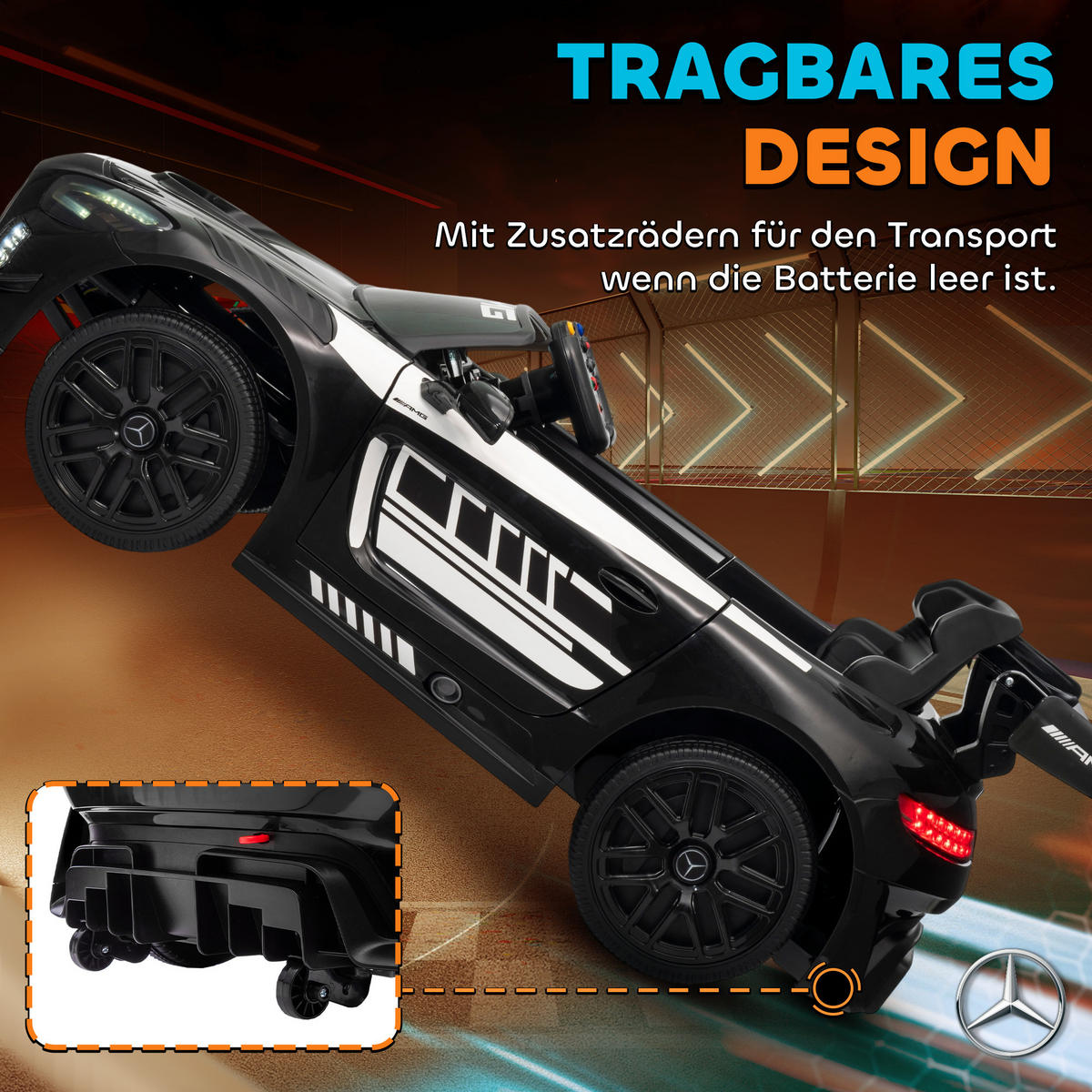 KINDER-ELEKTROAUTO Mercedes-AMG 12V mit Fernbedienung Musik Leuchte - Schwarz, Metall (115/66/44cm) - AIYAPLAY
