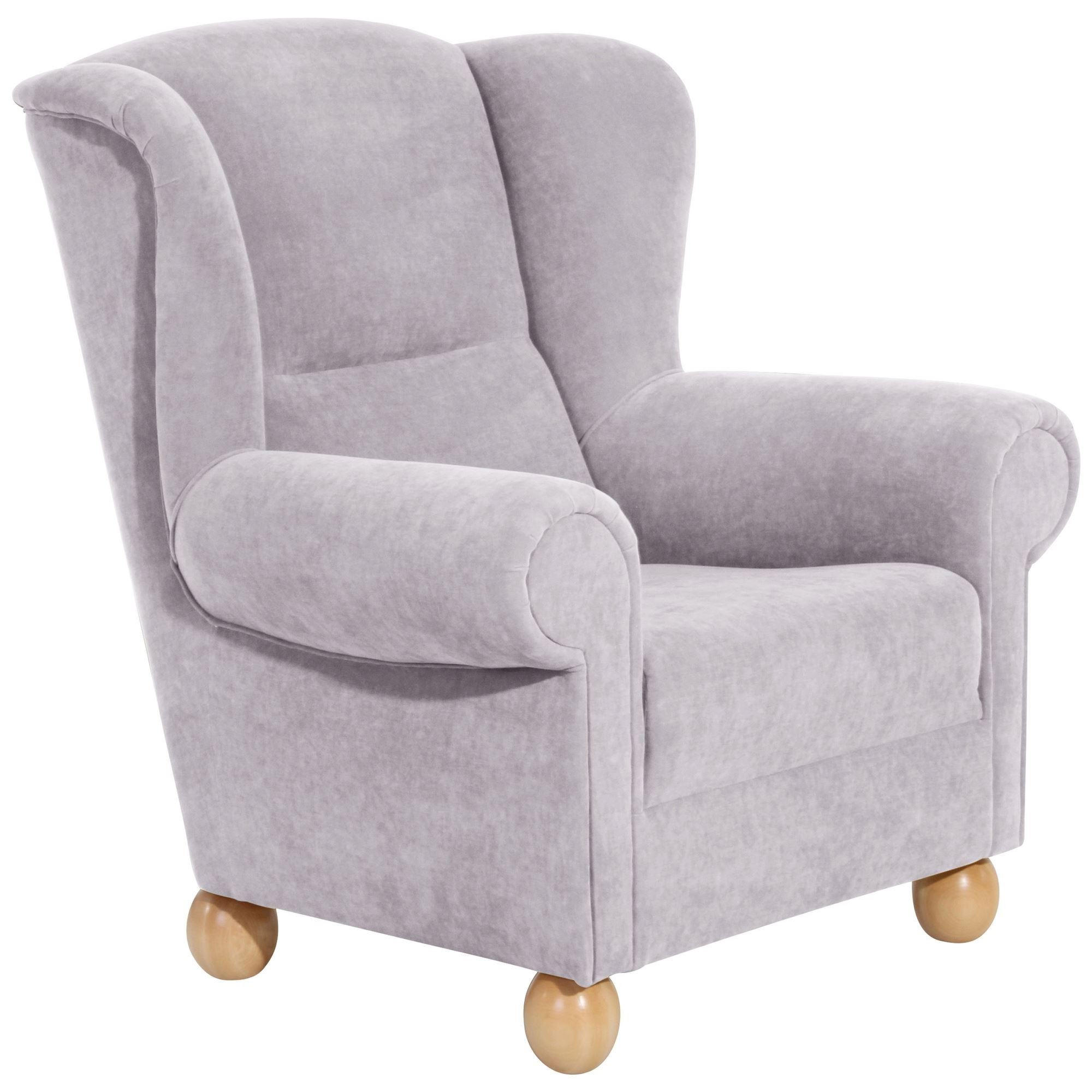 OHRENBACKENSESSEL Kasha Bezug Veloursstoff Buche natur / silber - Silberfarben/Buchefarben, Kunststoff (93/103/87cm) - 58aufmkessel