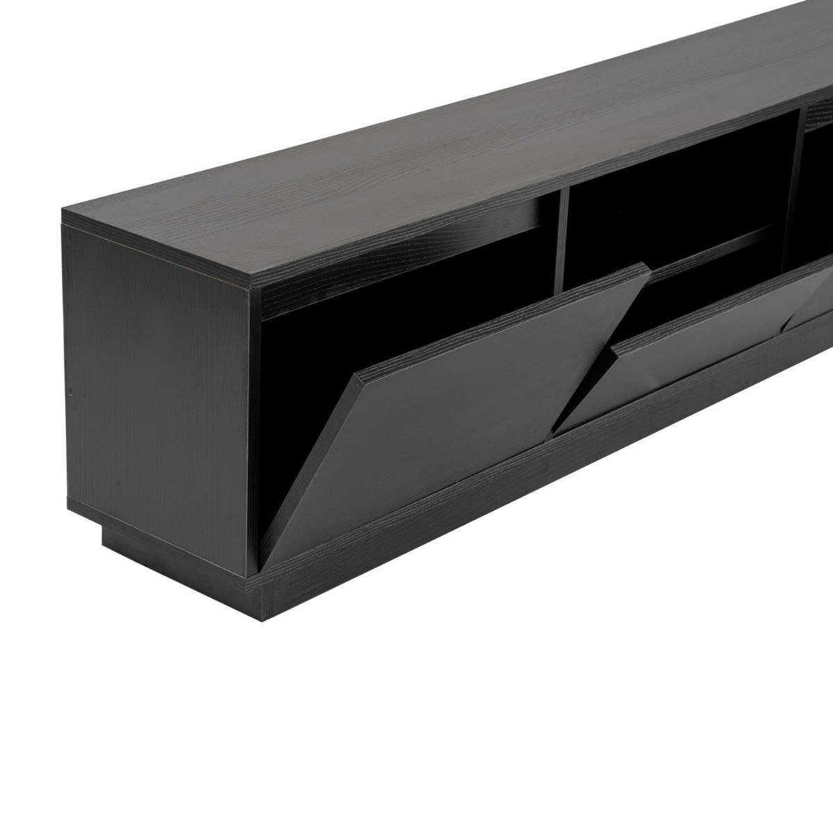 TV-MÖBEL mit 3 klappbaren türen und 1 offenem fach - vanguard 160/29,5/42 cm - Schwarz, Holzwerkstoff (29.5/42/160cm) - Calicosy