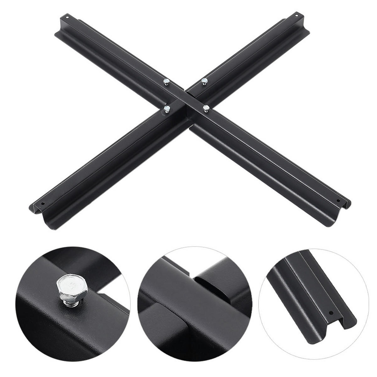 SONNENSCHIRM-KREUZSTÄNDER aus Edelstahl in Schwarz wetterfest standfest und robust 70 × 4,5 cm 2kg - Schwarz, Metall (70/70cm) - Livingandhome