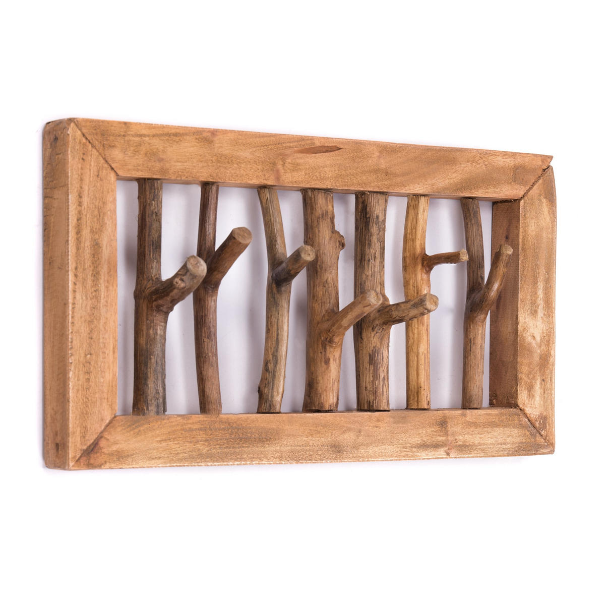 WANDGARDEROBE Leonor 50 Mahagoni Massivholz, 7 Haken naturfarben - Naturfarben, Holz (50/25/11cm) - CREEDWOOD