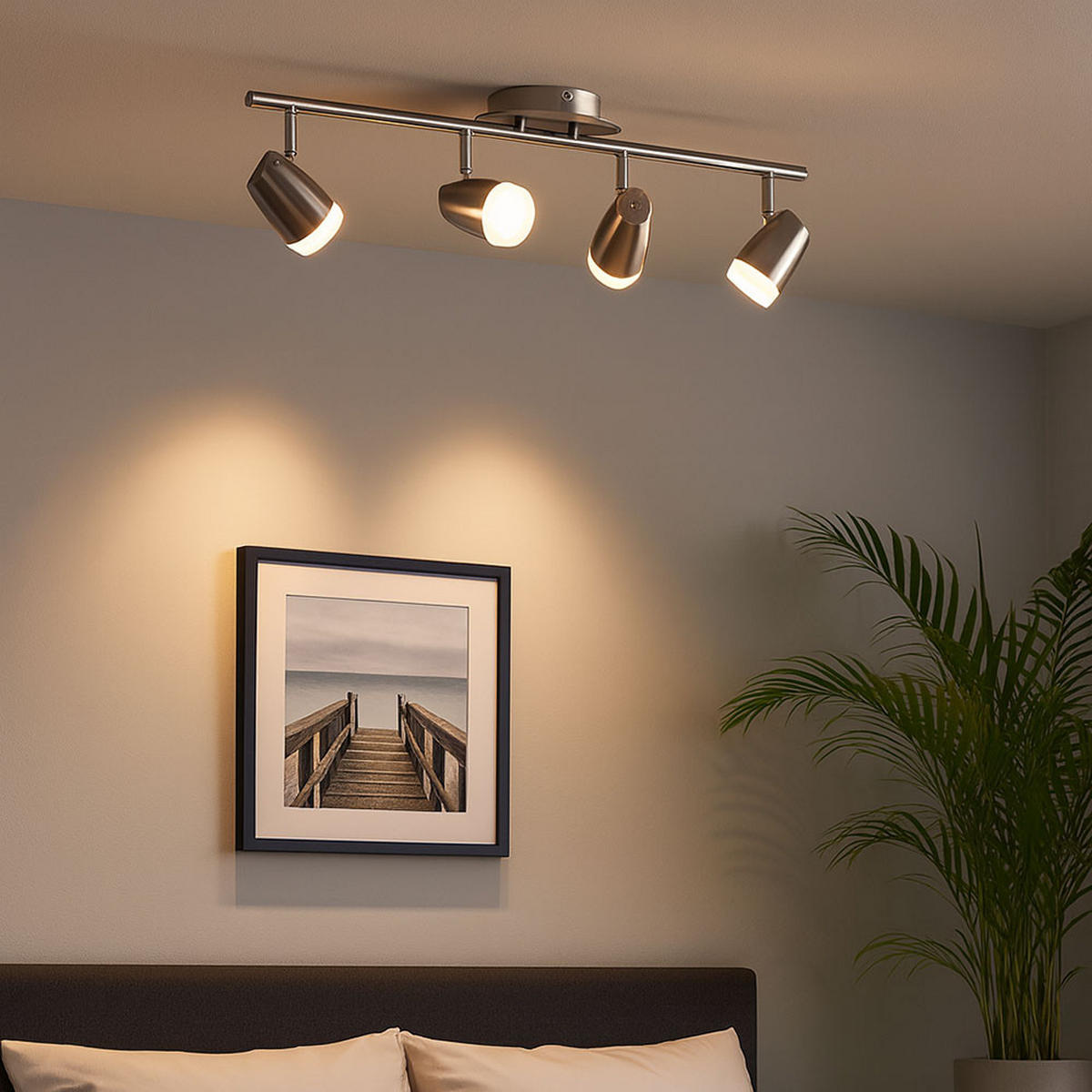 LED DECKENLEUCHTE EYE Chrom Silber - Silberfarben, Metall (58/8/15.5cm) - Esto