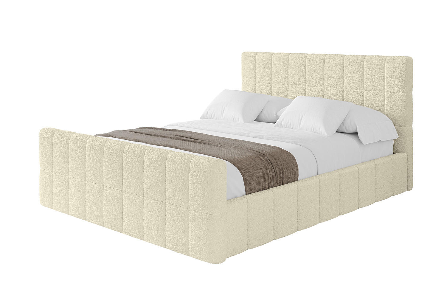 POLSTERBETT mit Bettkasten, Fußteil und Lattenrost, Boxbett ohne Matratze - AMEA-Z 140x200 Beige - Taupe, Holzwerkstoff/Textil (140/200cm) - ALTDECOR