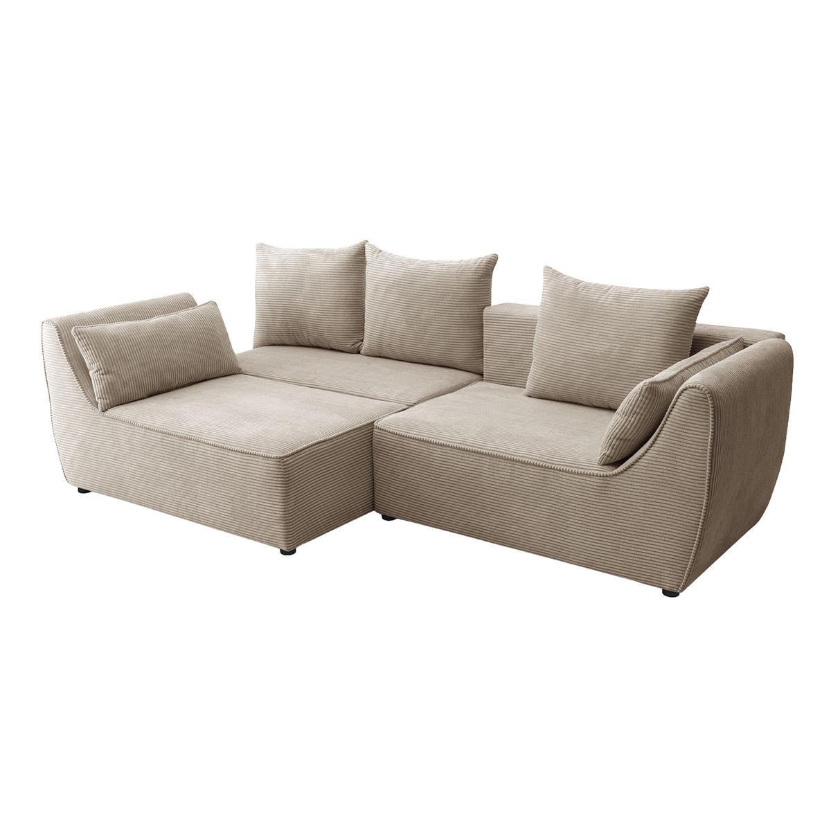 SOFA GRABO mit Schlaffunktion, Creme - Creme, Textil (260/75/145cm) - Fedve