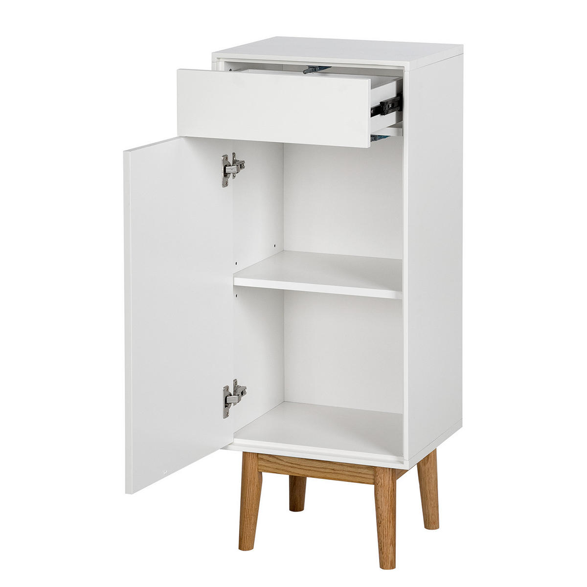 UNTERSCHRANK mit 1 Schublade - Eiche teilmassiv - Weiß, Holz/Holzwerkstoff (40/97/32cm) - home24