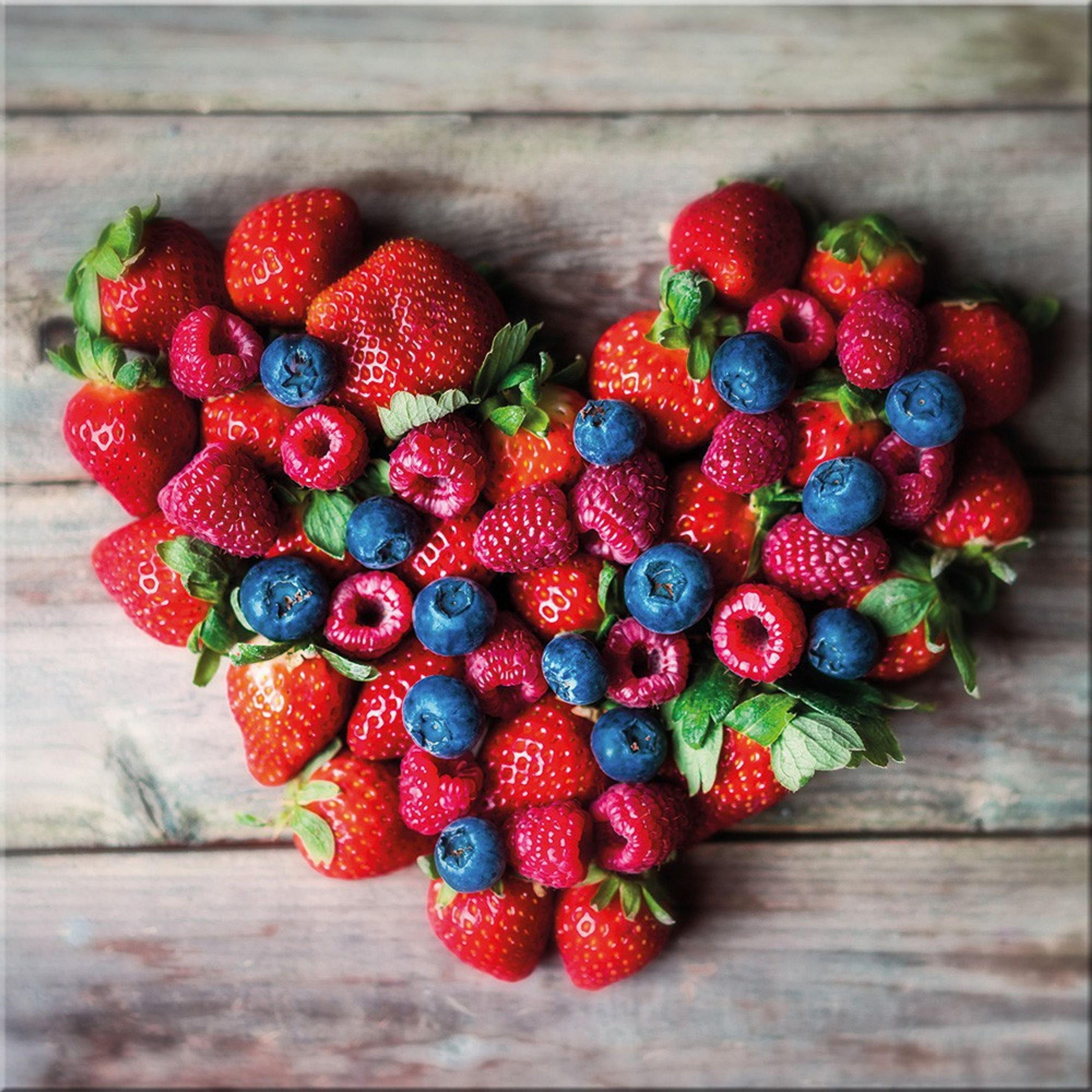 GLASBILD 50x50 cm Küche Beeren rot - Rot/Braun, Glas (50/50cm) - artissimo