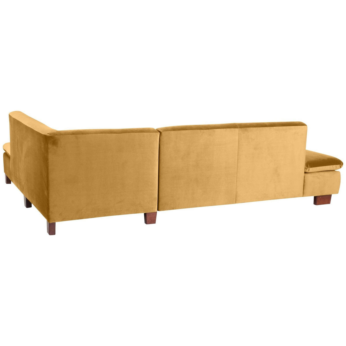 ECKSOFA mit Ottomane rechts Kaye Bezug Samtvelours Buche nussbaum dunkel / mais - Gelb, Kunststoff (270/190cm) - 58aufmkessel
