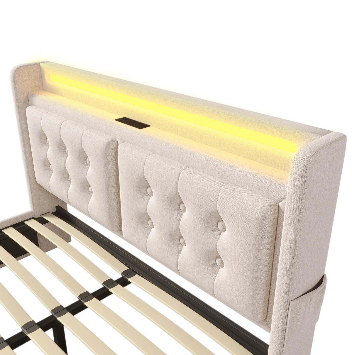 POLSTERBETT 180/200 cm Beige aus Baumwoll-Leinen mit 4 Schubladen - Beige, Textil (180/200cm) - OKMYHOME