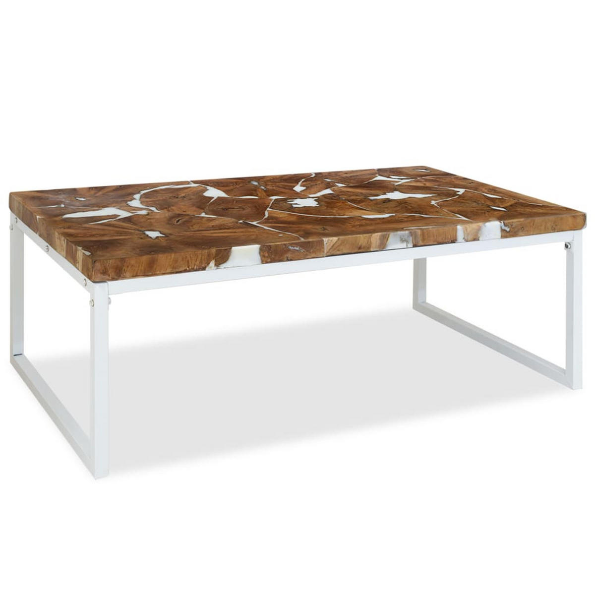 COUCHTISCH Teak Harz 110x60x40 cm - Weiß, Holz (110/60/40cm) - furnicato