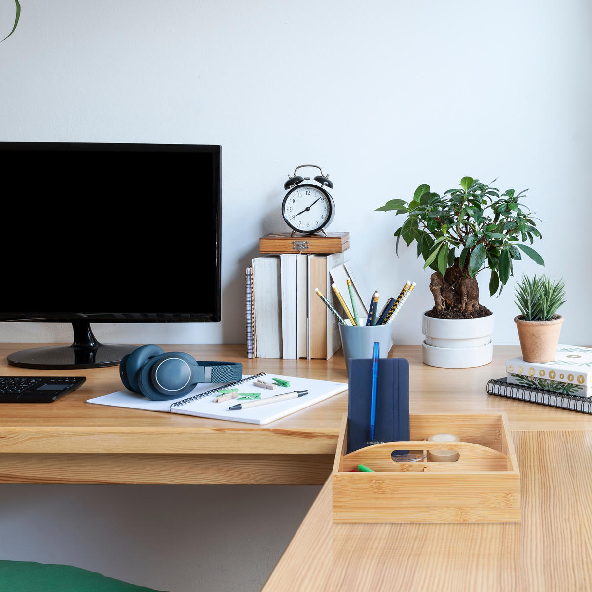 BAMBUS-ORGANIZER - Hellbraun, Holz (25/6.5/25cm) - Relaxdays