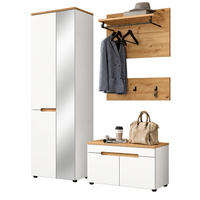 GARDEROBEN-SET weiß, Eiche Artisan 4-teilig 160 cm, Komplett-Set mit Soft-Close - Weiß, Glas/Holzwerkstoff (160/190/37cm) - Inn.Furn