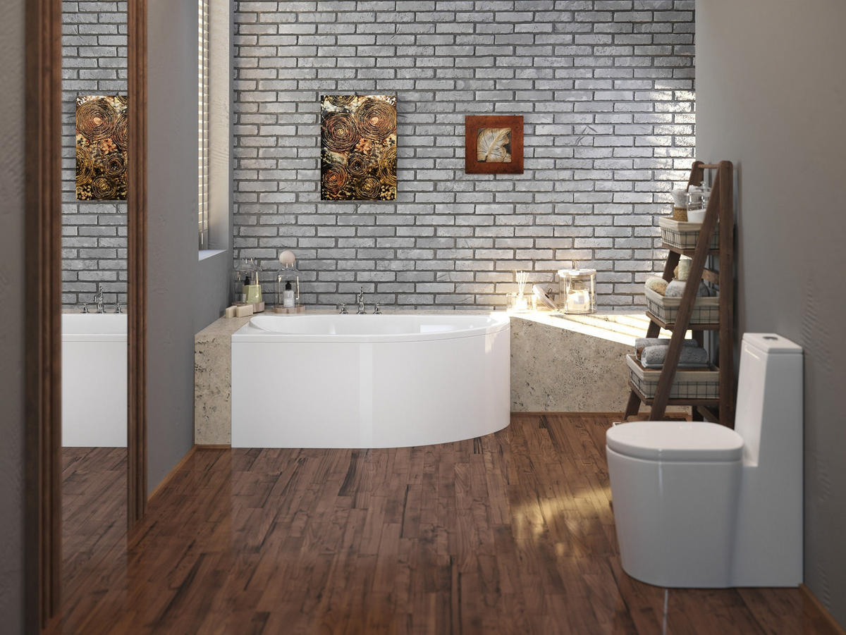 BADEWANNE Eckwanne MIKI 140/70 Links Ablauf & Füße - Weiß, Kunststoff (70/55.5/140cm) - bad land