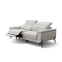 SOFA RELAX AVENA 3-Sitzer, beiger Veloursstoff - Beige/Schwarz, Holz/Textil (204/80/108cm) - Wozimo