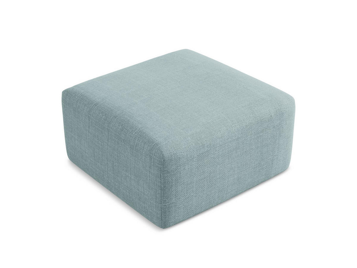 POUF Strukturstoff Blau - Blaugrau/Schwarz, Holzwerkstoff/Kunststoff (75/37/75cm) - Makamii