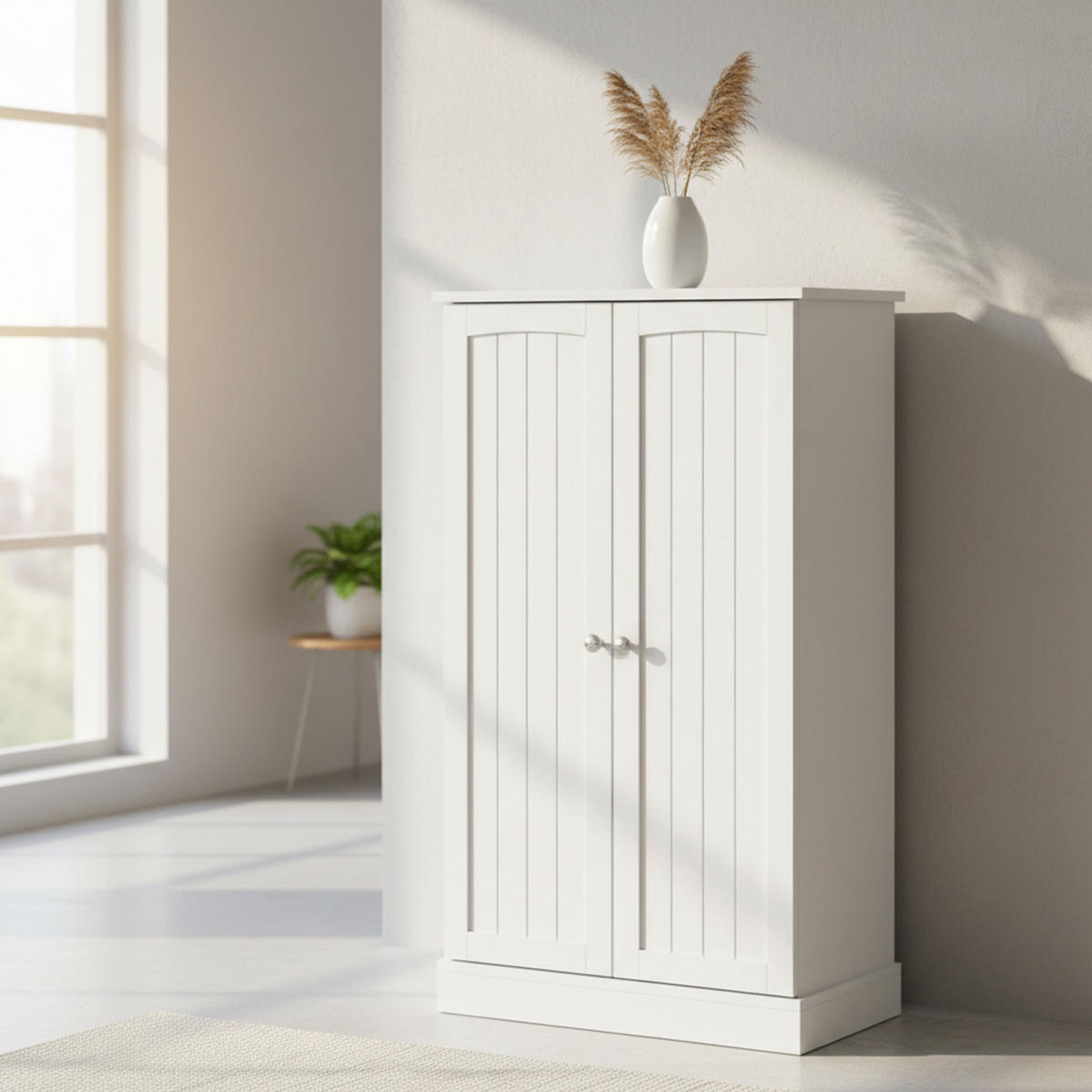 VORRATSSCHRANK - Weiß, Holz/Holzwerkstoff (60/103.5/30cm) - Relaxdays