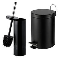 2-TLG.BADEZIMMER-SET - Schwarz, Kunststoff/Metall (20.5/27.5/20.5cm) - Relaxdays
