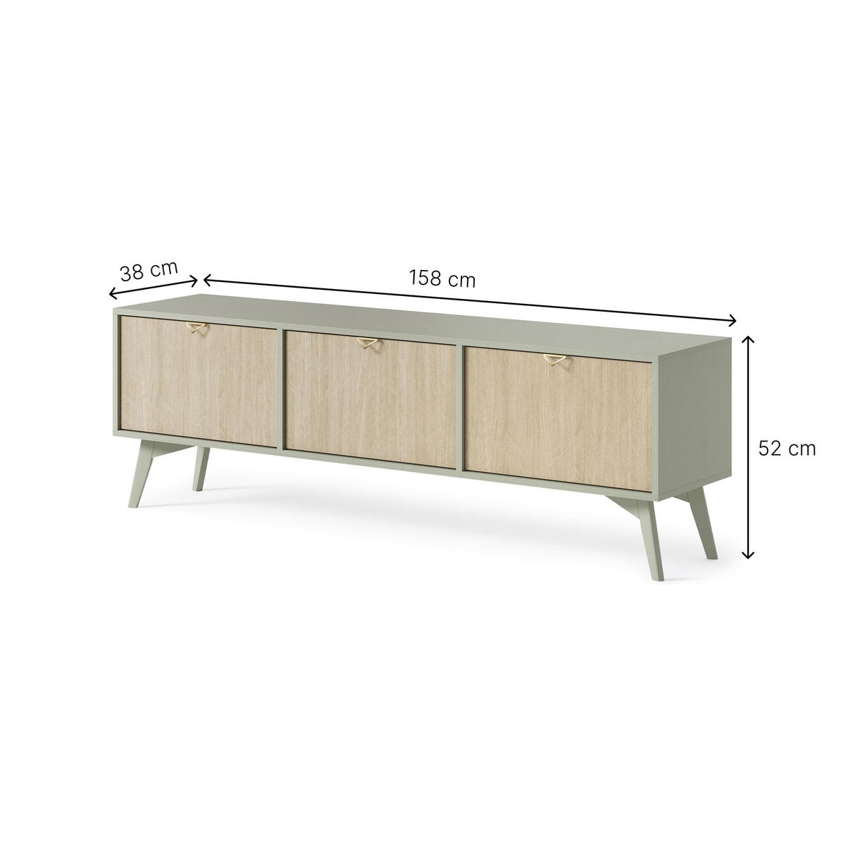 TV-SCHRANK Tores 158x52x38 cm - Lowboard mit Stauraum - Tv Ständer aus Laminierter Spanplatte - Olive - Grün, Holzwerkstoff (144/55/37cm) - Chilly