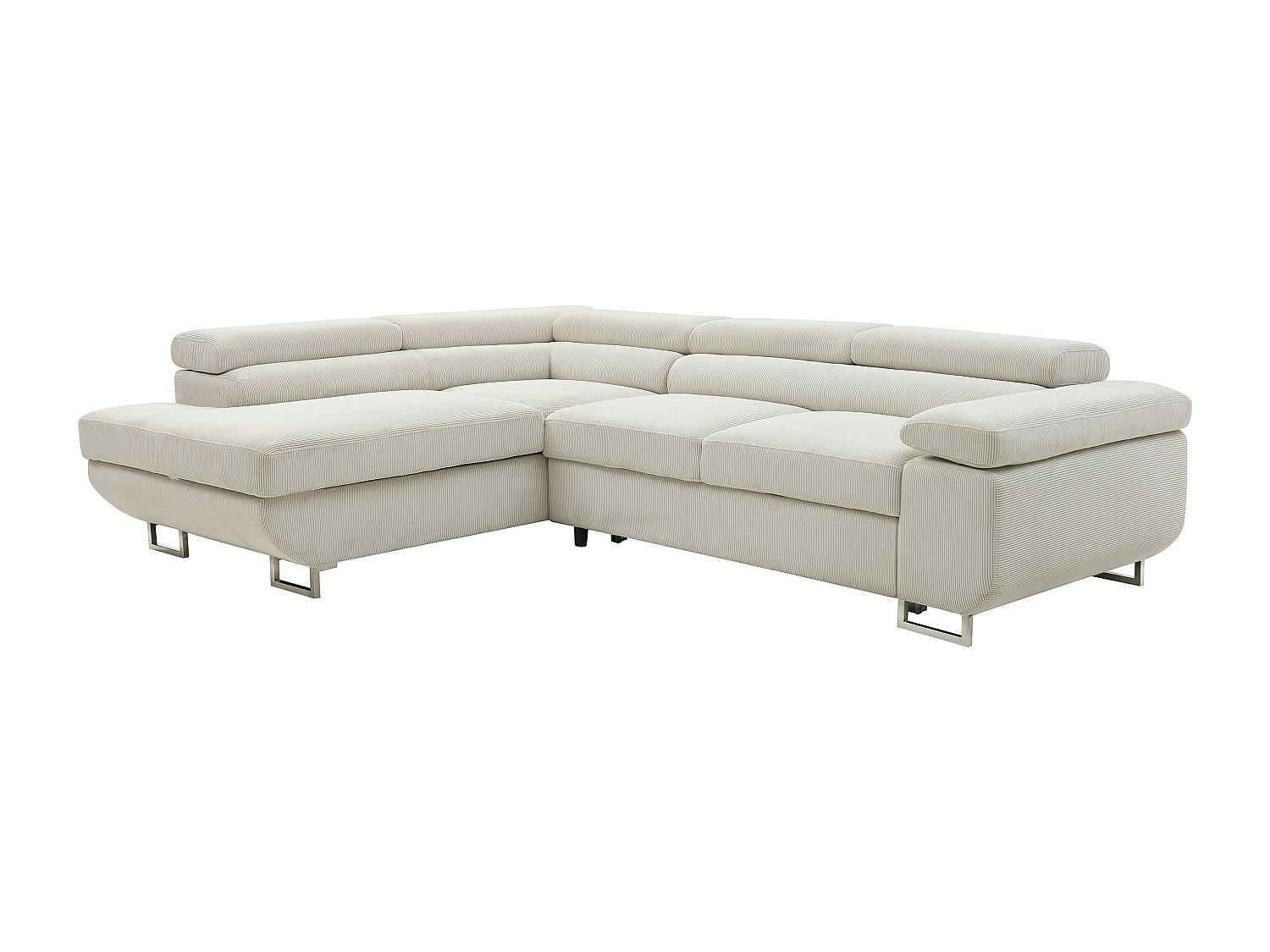 ECKSOFA mit Schlaffunktion - Ecke links - Cord - Beige - NURAZIO - Beige, Textil (268/202cm) - Vente-Unique