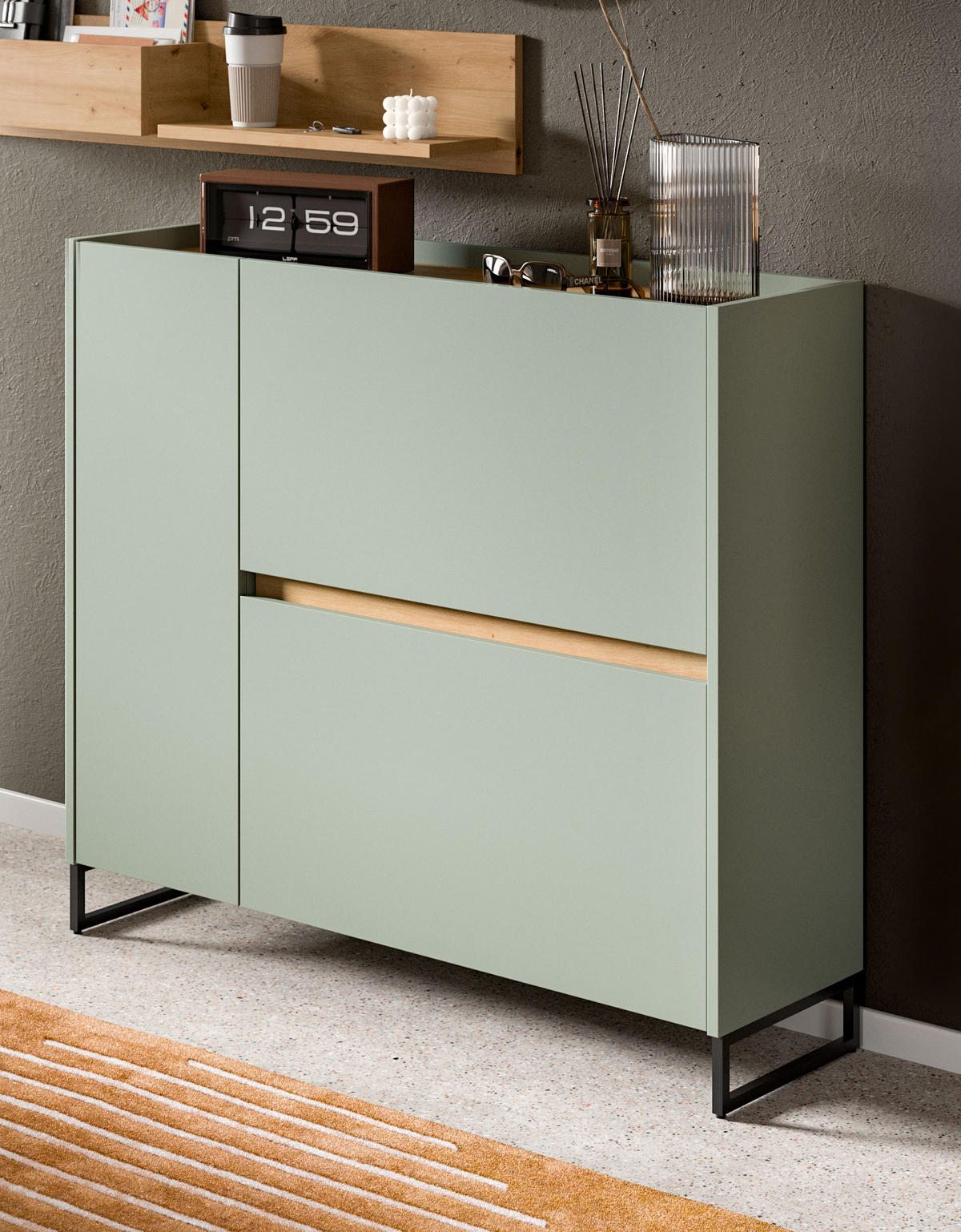 SCHUHKOMMODE DRIVE (B/H/T: ca. 110/94/32 cm) in Salbei/Salbei - Salbeigrün, Holzwerkstoff (110/94/32cm)