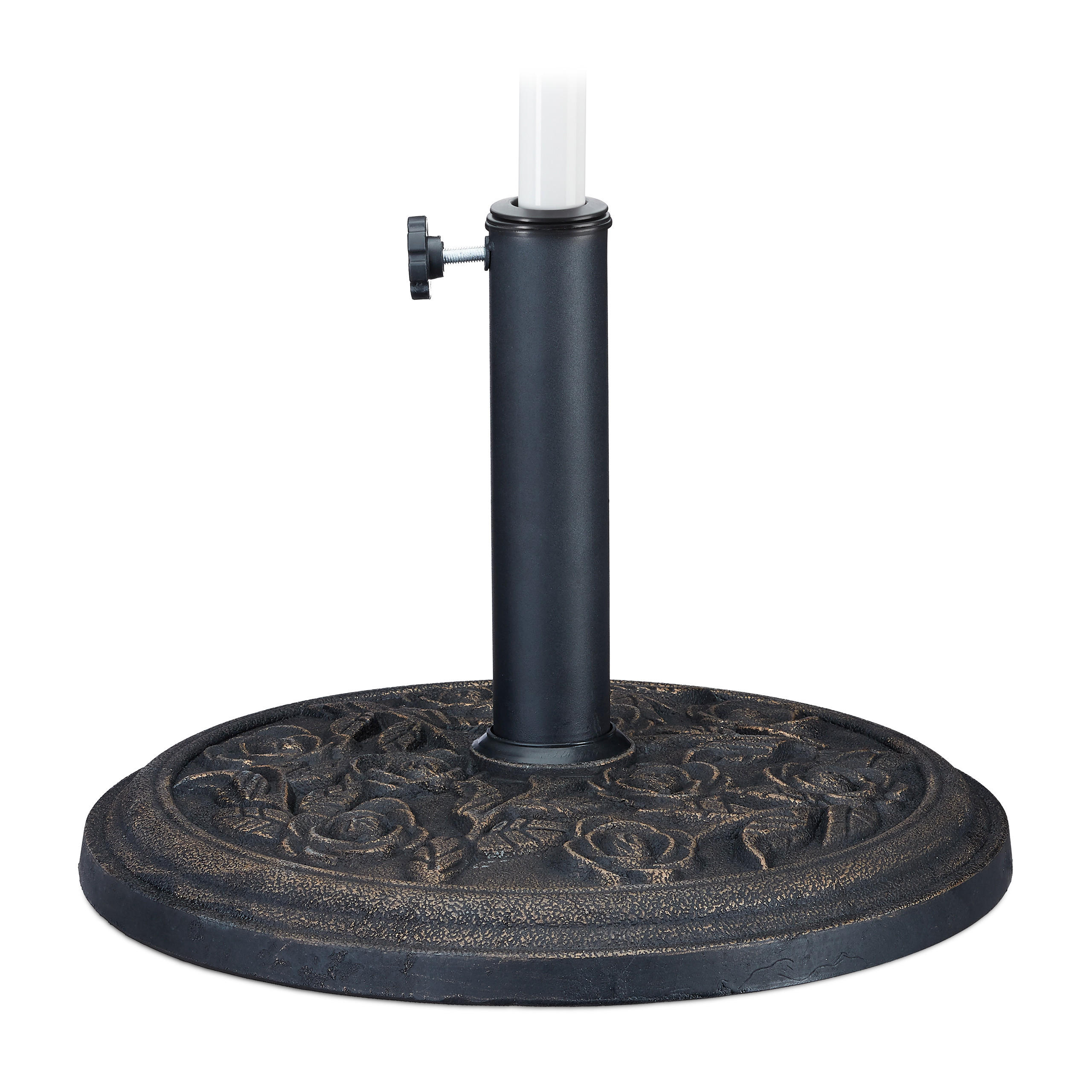 STOJALO za senčnik - črna, kovina/umetna masa (45/45cm) - Relaxdays