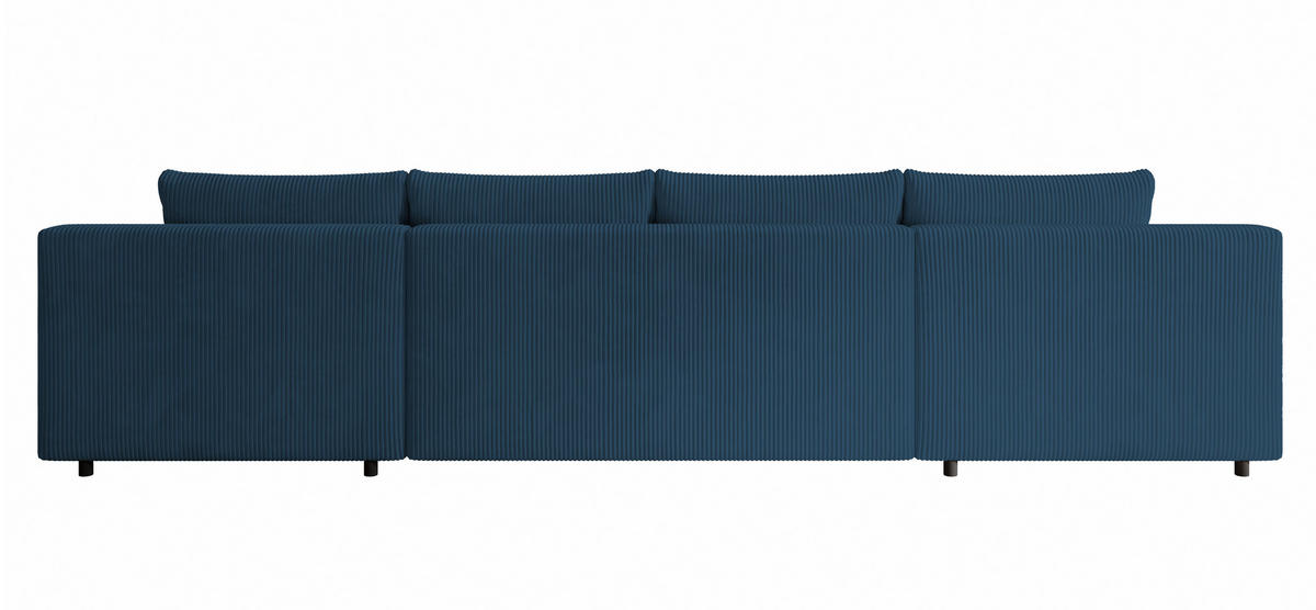 WOHNLANDSCHAFT Nelly U mit Bettkasten und Schlaffunktion, Cordstoff in U-Form - Blau, Textil (349/80/185cm)