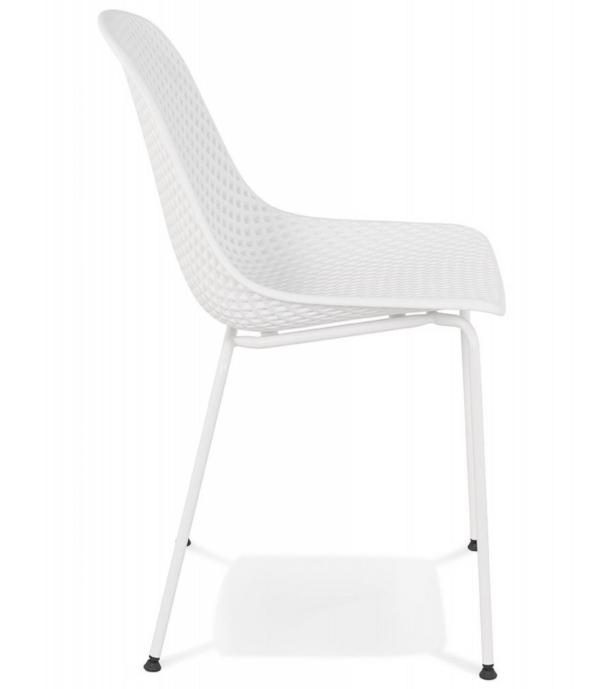 STUHL Kunststoff perforiert Indoor & Outdoor, Weiß 58,5x46,5x82,5 cm - Weiß, Kunststoff/Metall (59/83/47cm) - KADIMA DESIGN