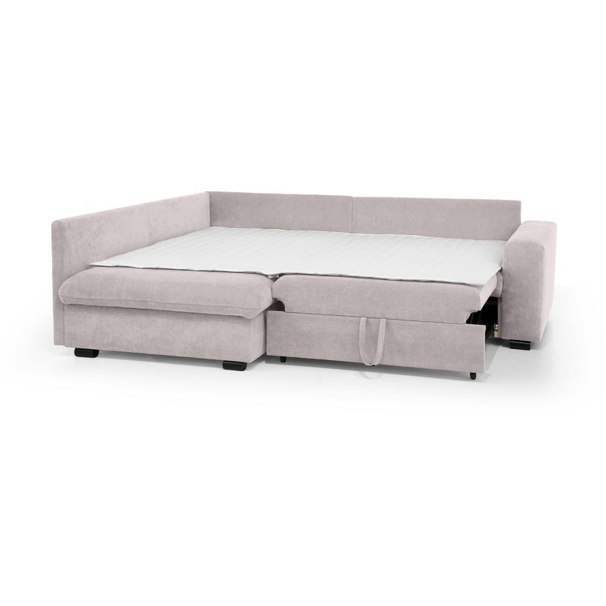 ECKSCHLAFSOFA Ramo mit Bettkasten, Topper gratis, Cappuccino, links - Schwarz/Cappuccino, Textil (229/190cm) - Beautysofa