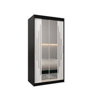 SCHWEBETÜRENSCHRANK 200/100/62 2-türig - Silberfarben/Schwarz, Holz/Kunststoff (100/200/62cm) - Abiks Möbel