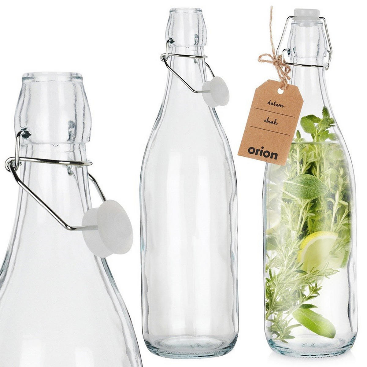 LAGERFLASCHE Bügelverschluss 1 l Transparent - Transparent, Glas (8/31.5/8cm) - Orion 