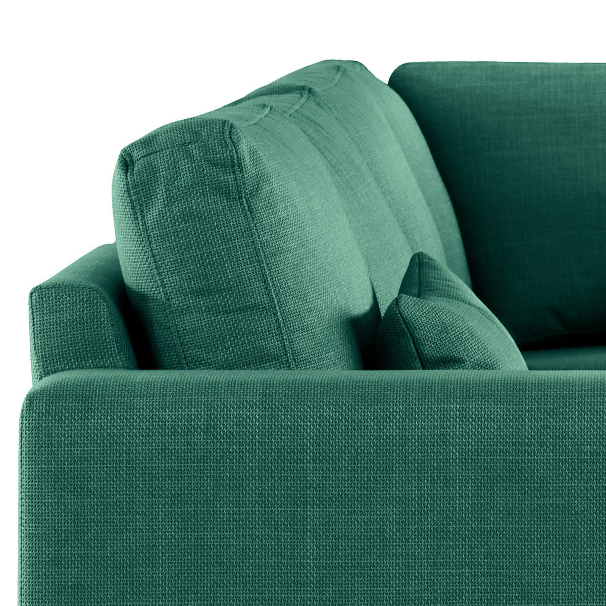 ECKSOFA mit Ottomane - Dunkelgrün/Eichefarben, Eichenholz/Textil (287/219cm) - home24