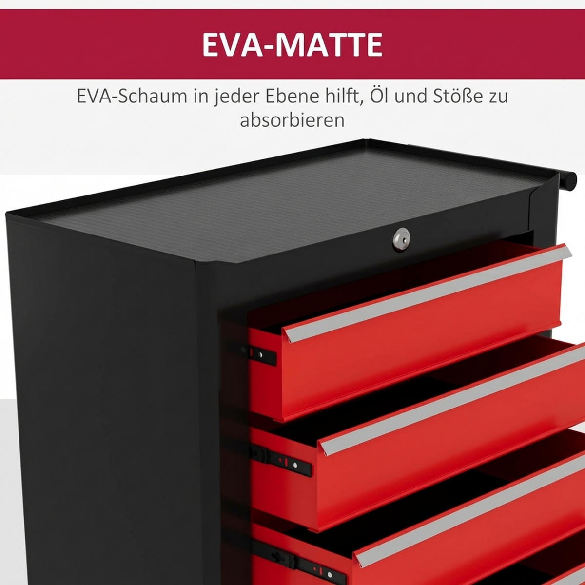 WERKSTATTWAGEN Stahl Schwarz+Rot - Multicolor, Metall (33/75/68cm) - HOMCOM