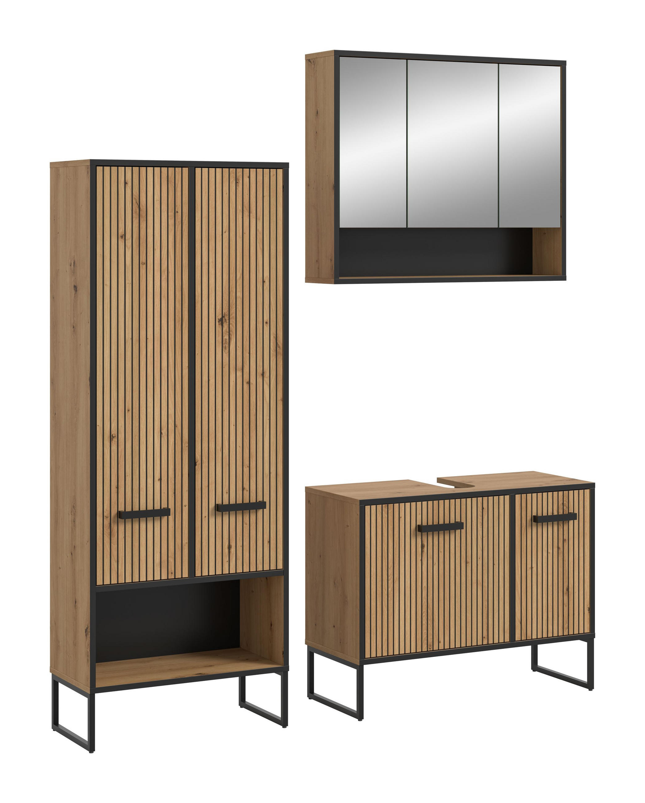 BAD-SET BAGNO 3-tlg. (B/H/T: ca. 154/192/36 cm) in Artisan Oak Nachbildung/Artisan Oak Nachbildung - Eiche Artisan, Holzwerkstoff (154/192/36cm)
