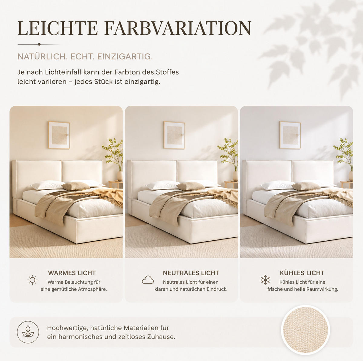 POLSTERBETT aus Leinen 180x200 cm Beige mit hydraulischem Bettkasten und Lattenrost - Beige, Textil (180/200cm) - Modfu