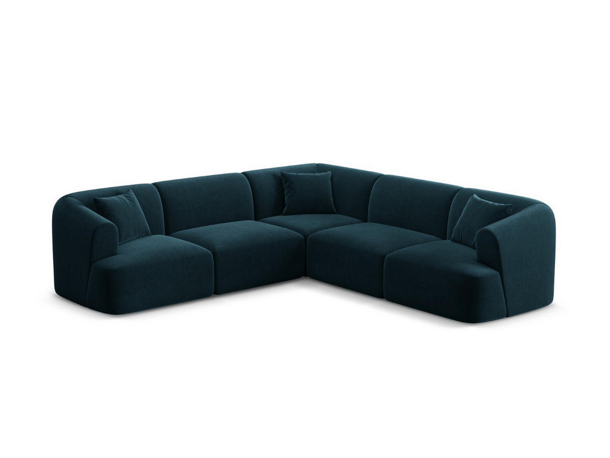 SYMMETRISCHES-MODULARES-ECKSOFA Campi aus Samt petrol 6 Sitzplätze - Petrol, Textil (255/255cm) - Cosmopolitan Design