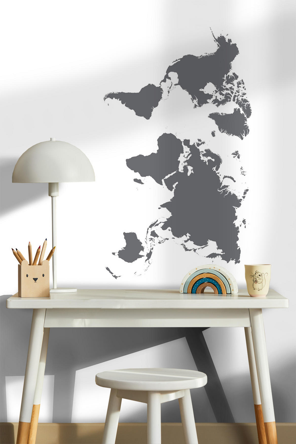 WANDTATTOO Weltkarte 85 x 65 cm - Grau, Papier (85/65/65cm) - Sanders & Sanders