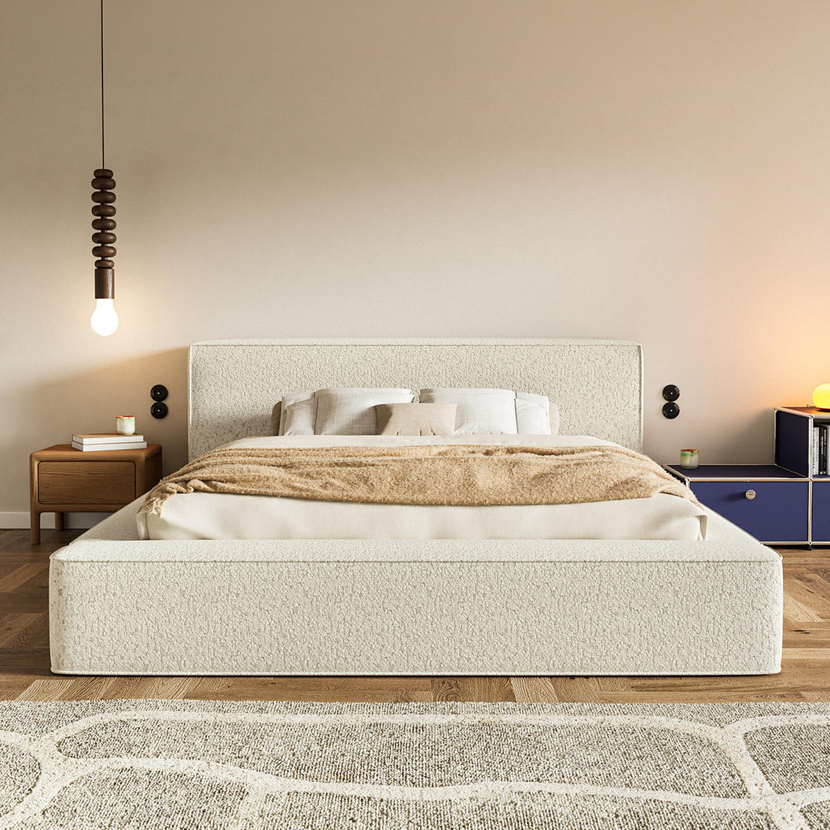 POLSTERBETT Mummo Premium 200x200 cm, Beige - Beige, Textil (200/200cm) - Fedve