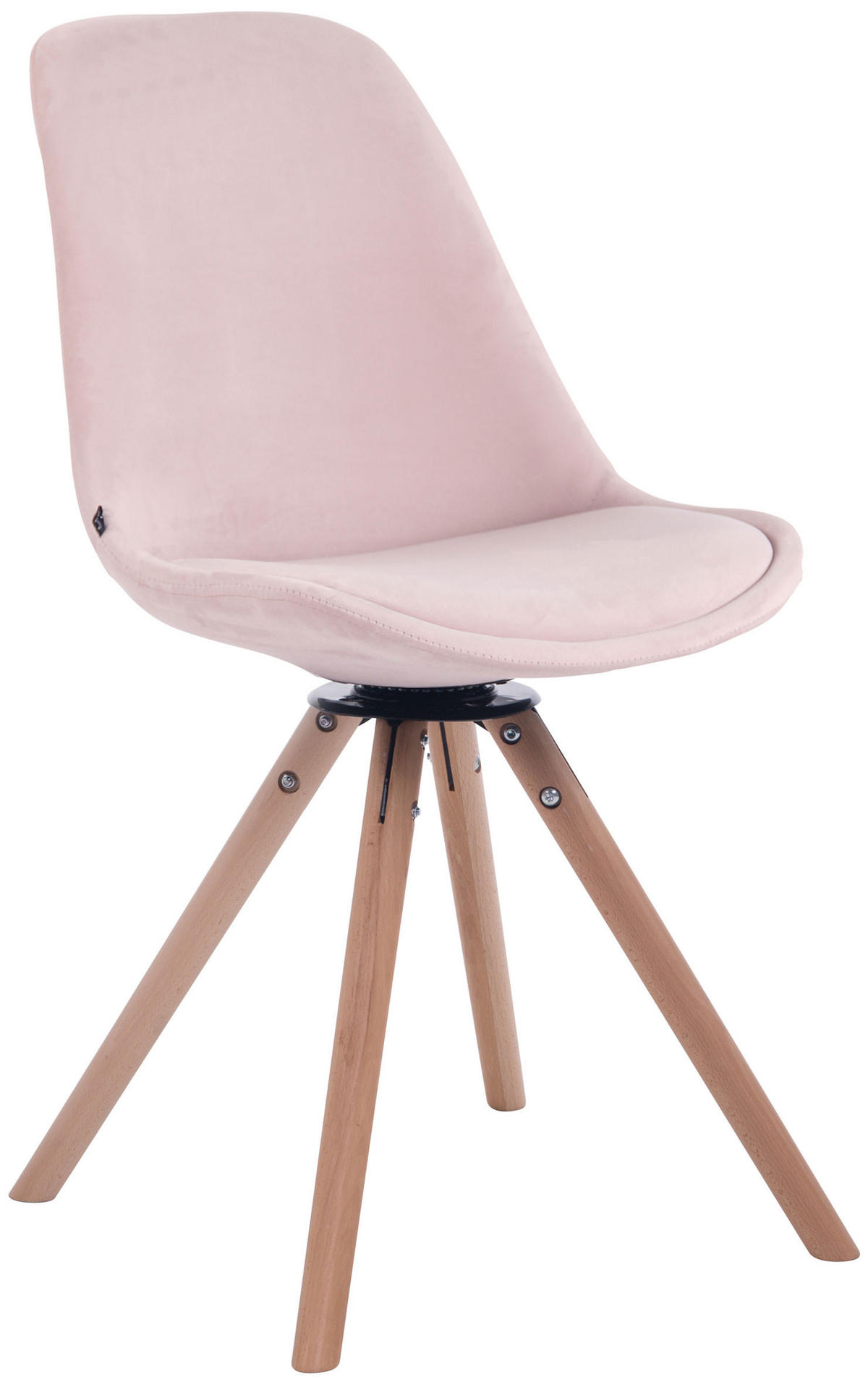ESSZIMMERSTUHL Troll Samt, Gestell Buchenholz Rund Natura Pink - Rosa/Naturfarben, Holz/Buchenholz (48/84/56cm) - TPFLiving