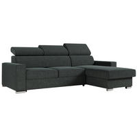 ECKSOFA FOX-L Dunkelgrau - Dunkelgrau/Silberfarben, Kunststoff/Textil (242/168cm) - MKS