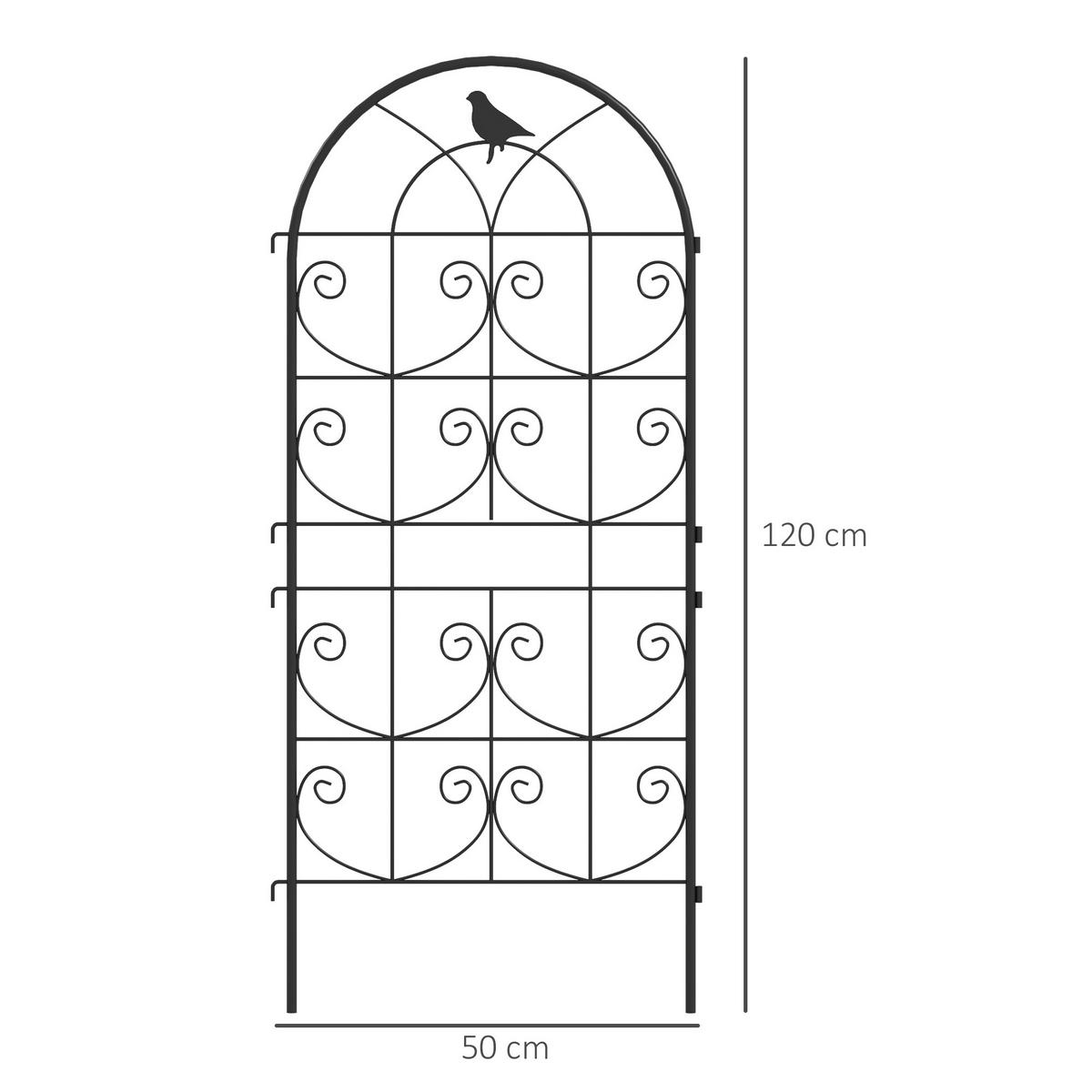 RANKGITTER 2er Set Metall Schwarz - Schwarz, Metall (1.3/120/50cm) - Outsunny