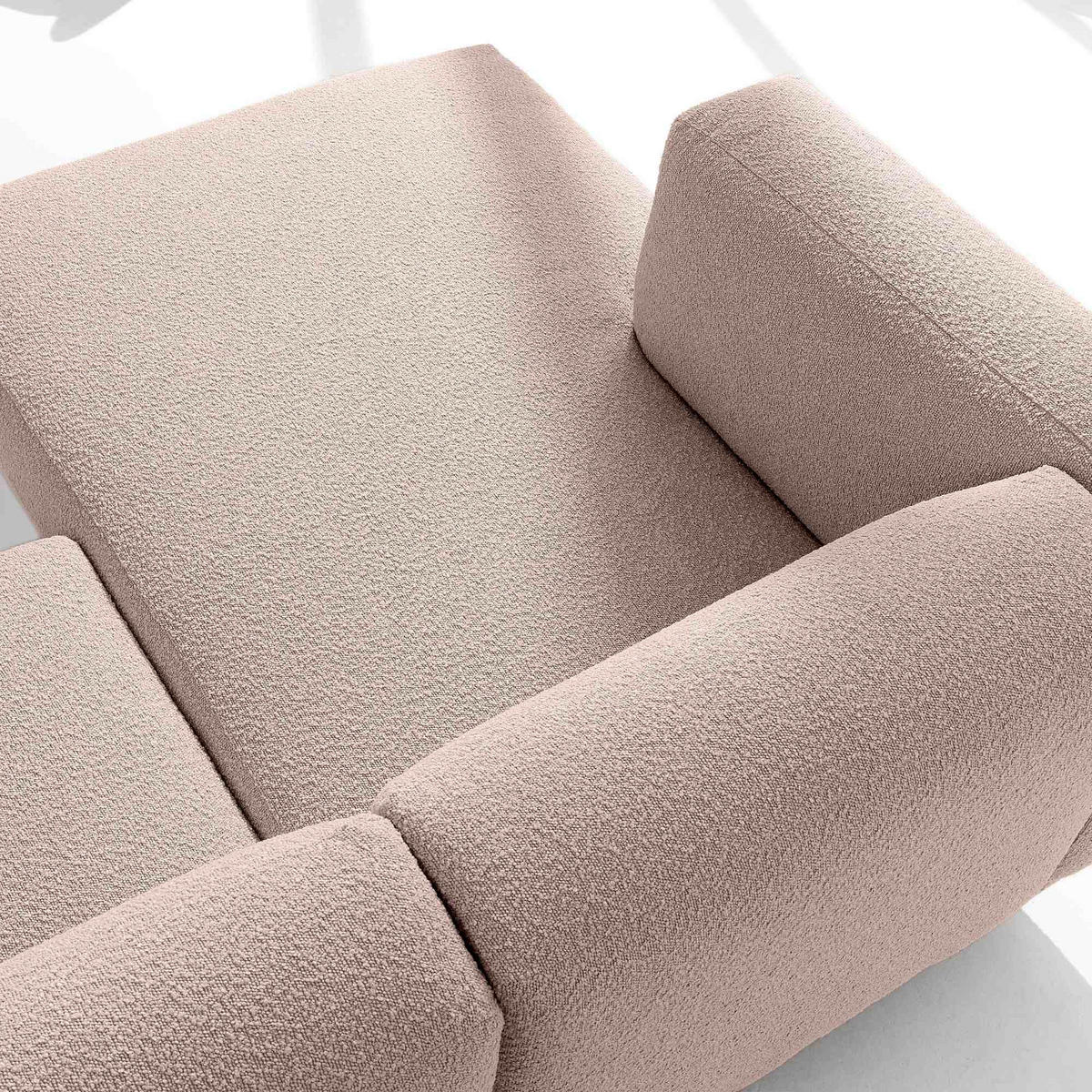 ECKSOFA-RECHTS FOSERO, Bouclé - Pink/Buchefarben, Holz/Holzwerkstoff (204/155cm) - KONSIMO®