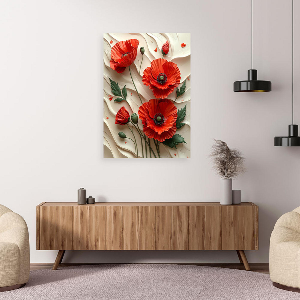 BILD auf Leinwand, Blumen - Rot, Textil (20/30cm) - Feeby