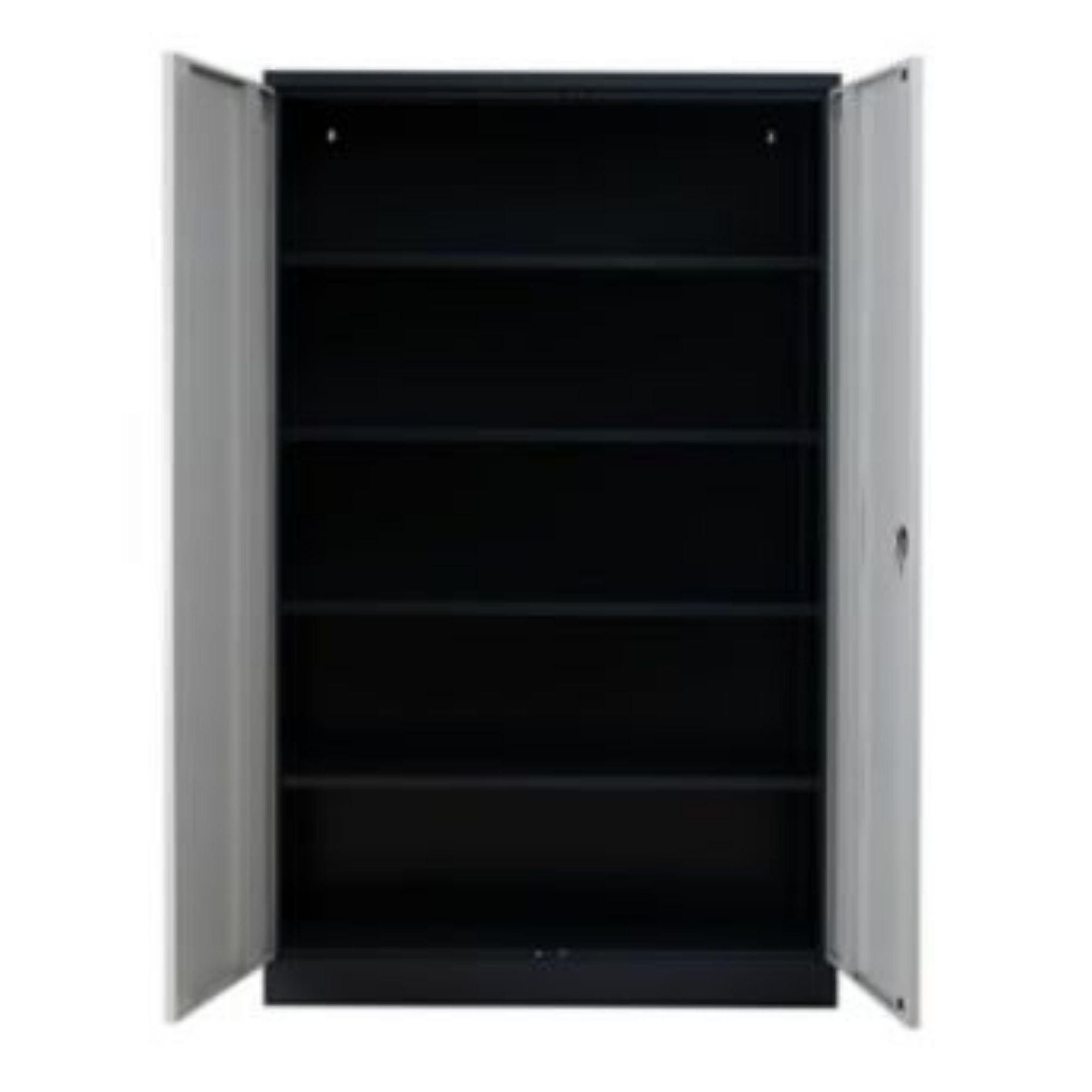 STAHLSCHRANK Bee mit 10 lackierten Fachböden 195x120x42 cm Korpusfarbe Anthrazit Frontfarbe Lichtgrau - Hellgrau, Metall (120/195/42cm)